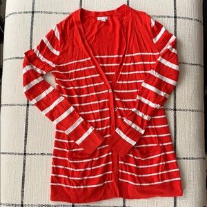 Red & White Stripe Gap Cardigan